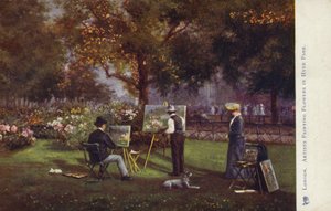 Artistas pintando flores en Hyde Park, Londres
