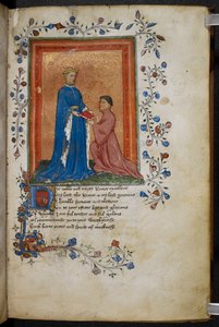 Arundel 38 f.37 Thomas Hoccleve presentando su libro `Regement of Princes