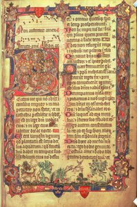 Arundel 83 f.14 Ciervos y pájaros, del Salterio de Arundel, c.1310 (vitela) de English School
