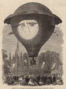 Ascenso del globo Montgolfier de M. Godard desde Cremorne Gardens de English School