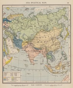 Asia, Mapa político (litografía en color) de English School