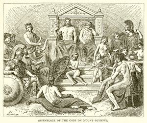 Asamblea de los dioses en el monte Olimpo de English School
