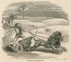 Anfiteatro de Astley, Londres - Hazaña del carro de leones de Carter de English School