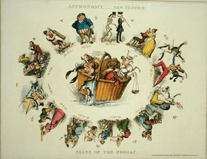 Astronomía - Nuevo sistema, signos del zodiaco, publicado por Thomas McLean, Londres