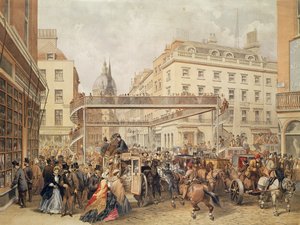 En el fondo de Ludgate Hill, Londres, publicado e impreso por Kell Brothers, c.1860 de English School