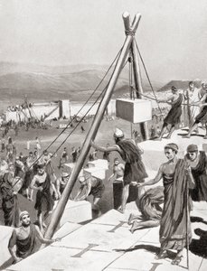 Atenienses reconstruyendo su ciudad bajo la guía de Temístocles después de la invasión persa de Grecia, c.479 a.C., de la Historia de las Naciones de Hutchinson, pub.1915