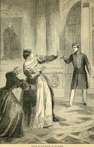 Ataque de Don Miguel a su Hermana, tomado de Cassells Illustrated History of England, 1857-1858 de English School