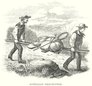 Cazadores de oro australianos (grabado) de English School