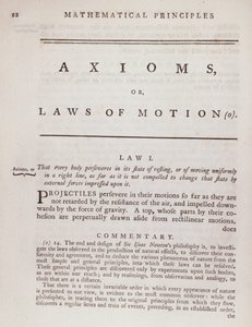 Axiomas o Leyes del Movimiento, del Volumen I de Los principios matemáticos de la filosofía natural de Sir Isaac Newton, 1777