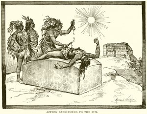 Aztecas sacrificando al Sol