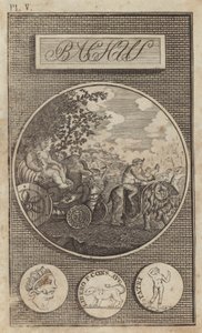 Baco, dios romano del vino (grabado)