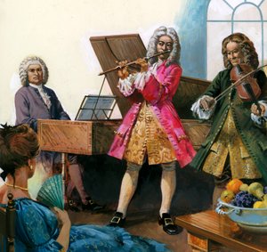 Bach tocando música con miembros de su propia familia de English School