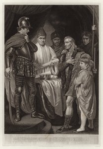 Baliol entregando su corona a Eduardo I de English School