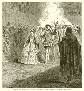 Baile en el Antiguo Palacio de Greenwich.--Rey Enrique VIII bailando con Ana Bolena, 1527 de English School