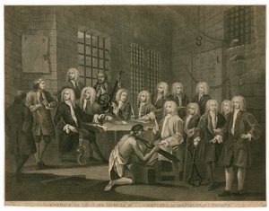Bambridge juzgado por asesinato por un comité de la Cámara de los Comunes (grabado) de English School