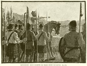 Bannockburn: Bruce revisando sus tropas antes de la batalla