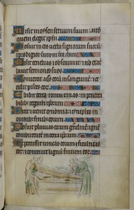 Escena de bas-de-page de un caballero, que se había hecho cisterciense y no podía aprender latín más que las palabras 