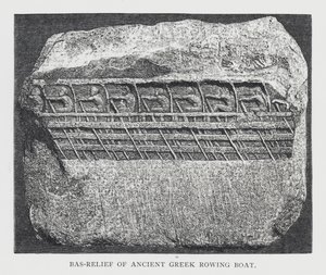 Bajorrelieve de barco de remo griego antiguo de English School