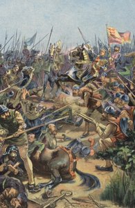Batalla de Agincourt (litografía en color)