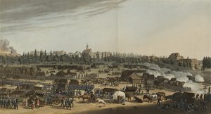 Batalla de Leipzig, 16-19 de octubre de 1813, de Un registro ilustrado de eventos importantes en los Anales de Europa durante los años 1812, 1813, 1814 y 1815, 1815 (acuafuerte en color) de English School