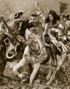 Batalla de Malplaquet, 11 de septiembre de 1709: Chevalier St. George herido durante la Guerra de Sucesión Española de English School
