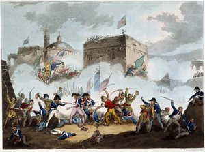 Batalla de San Juan de Acre, 8 de mayo de 1799 - en “Las guerras napoleónicas” por Sutherland, Dubourg, Londres, imp. por Jenkins