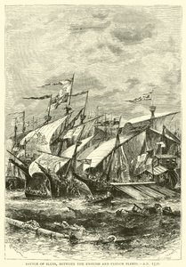 Batalla de Sluys, entre las flotas inglesa y francesa, AD 1340 de English School