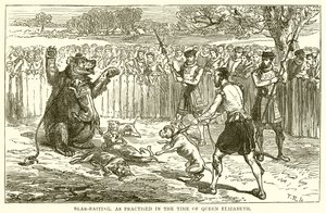 Pelea de osos, como se practicaba en la época de la Reina Isabel de English School