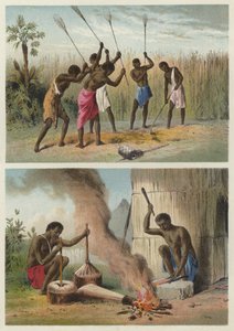 Golpeando sorgo, herreros del pueblo