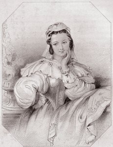 Beatrice, sobrina de Leonato (Mucho ruido y pocas nueces) - de la Galería de mujeres de Shakespeare, colección de cuarenta y cinco retratos serios por artistas tempranos de Londres, enriquecidos con registros críticos y literarios, circa 1838 de English School