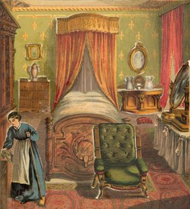 Dormitorio con criada limpiando de English School