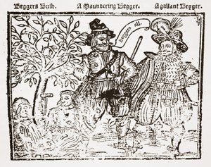 Todos los mendigos: Beggars Bush, un mendigo errante y un mendigo galante, portada de La alabanza, antigüedad y utilidad de la mendicidad, mendigos y mendicidad de English School