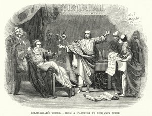 Visión de Belsasar, de una pintura de Benjamin West (grabado) de English School