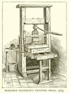 Prensa de impresión de Benjamin Franklin, 1785 de English School