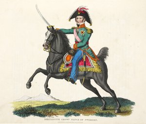 Bernadotte, Príncipe Heredero de Suecia, ilustración de Un Relato Histórico de la Batalla de Waterloo por William Mudford, 1816 de English School