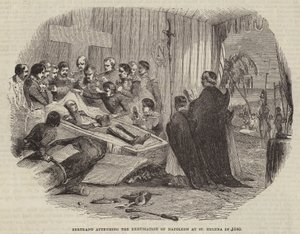Bertrand asistiendo a la exhumación de Napoleón en Santa Elena en 1840 de English School