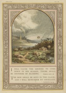 Biblia, lluvias y arco iris, Ezequiel, Génesis (cromolito) de English School