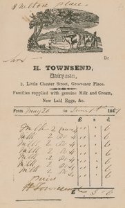 Factura de H Townsend, Lechero de English School