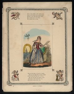 Pájaro entregando una carta de amor a una mujer, poema de amor de English School