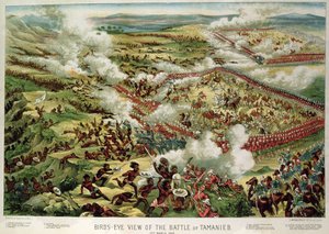 Vista aérea de la Batalla de Tamanieb, 13 de marzo de 1884, publicada por G.W. Bacon & Co. Londres