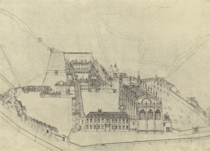 Vista aérea del colegio de Eton (grabado) de English School