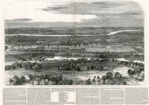Vista aérea del Palacio de Cristal y el País Circundante, Gran Exposición, 1851 de English School