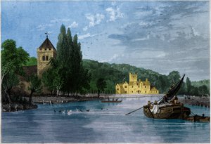 Abadía de Bisham. (grabado, hacia 1850) de English School