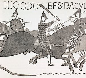 Obispo Eudes sosteniendo su Bastón de Mando en la Batalla de Hastings, c.1880 de English School