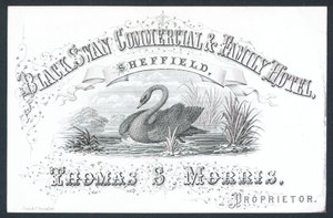 Black Swan Commercial & Family Hotel, Sheffield, tarjeta comercial de English School