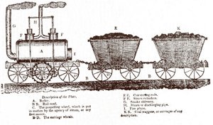 Locomotora de cremallera de Blenkinsop, c. 1814 (grabado) de English School