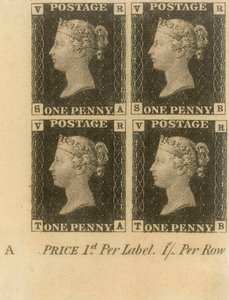 Bloque de sellos Penny Black, c.1840