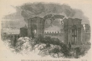 Voladura del arco oriental del edificio de la Gran Exposición de English School