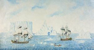 Botes Recogiendo Hielo, c.1773 de English School