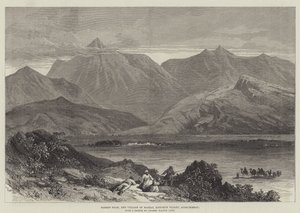 Pico Bodeen y Pueblo de Madzai, Valle de Khoorum, Afganistán (grabado) de English School